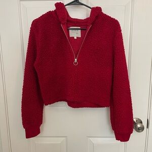 Cotton On Cherry Red Sherpa Turtleneck Sweater